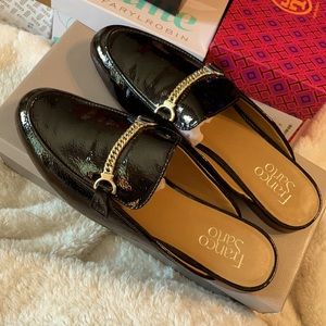 FRANCO SARTO BLACK Pat LEATHER w Gold Chain 8 🌟🌟